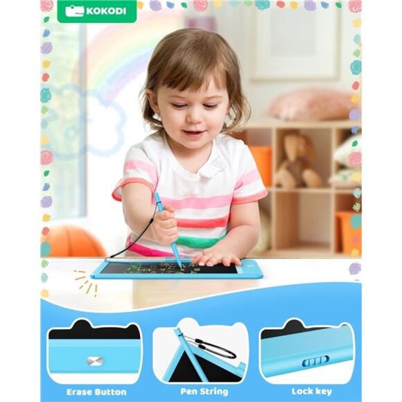 LCD Writing Tablet,10 Inch Colorful Toddler Doodle Board Drawing Tablet,Erasable - Picture 4 of 7